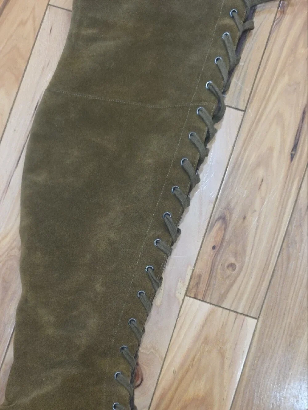 Olive Green Lace-Up Over-the-Knee Suede Boots - Women Via Spiga